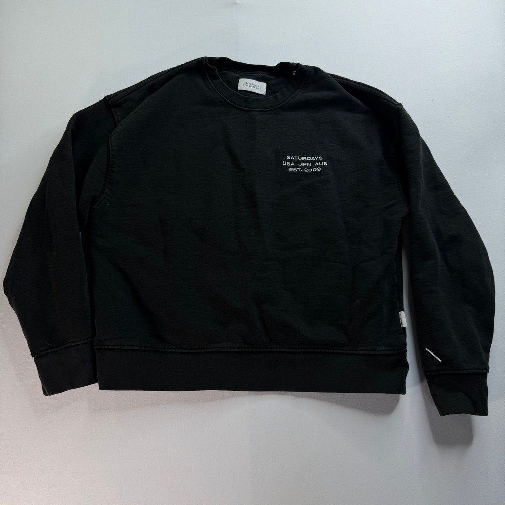Saturdays New York City Mens Small Black Crewneck Sweatshirt Embroidered Logo